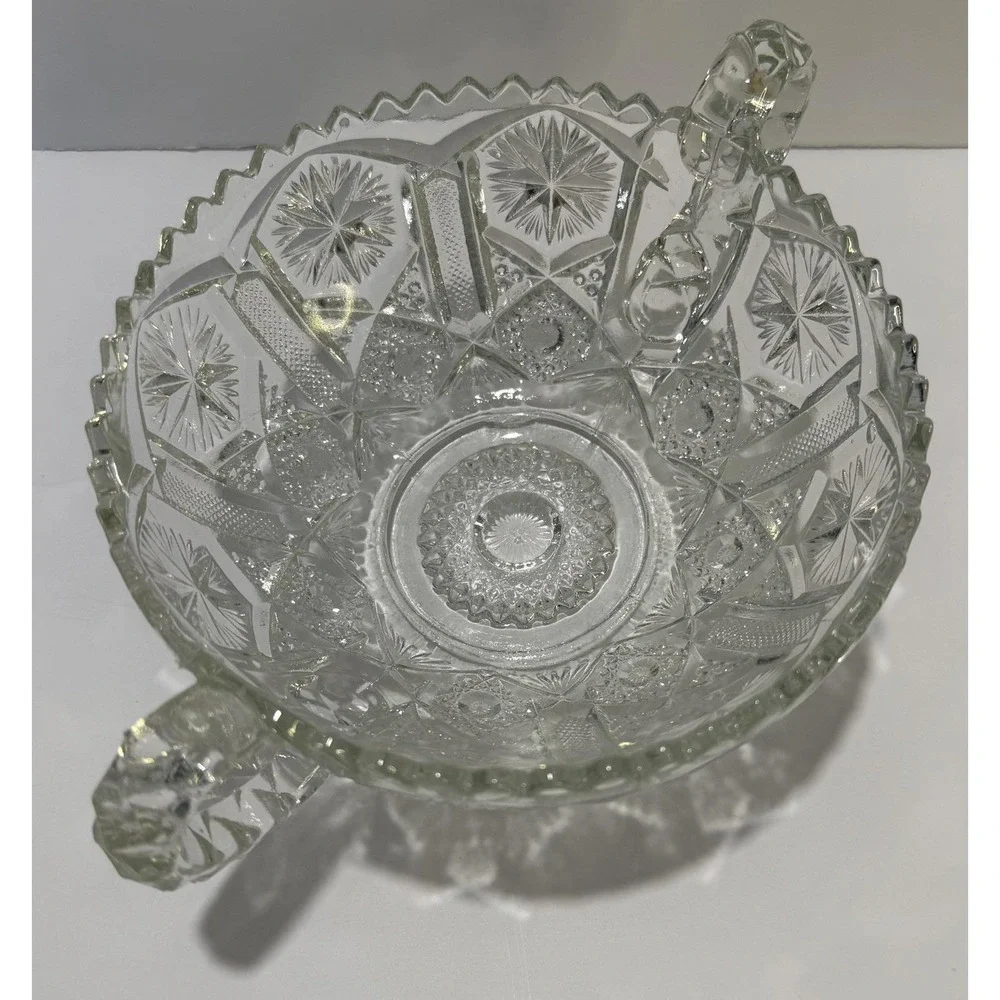 VINTAGE Imperial Glass EAPG‎ Handled Nappy Mogul Variant Clear 2 Handle Bowl
